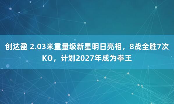 创达盈 2.03米重量级新星明日亮相，8战全胜7次KO，计划2027年成为拳王
