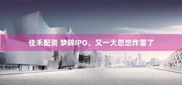 佳禾配资 梦碎IPO，又一大忽悠炸雷了