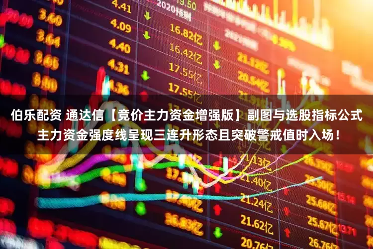伯乐配资 通达信【竞价主力资金增强版】副图与选股指标公式 主力资金强度线呈现三连升形态且突破警戒值时入场！